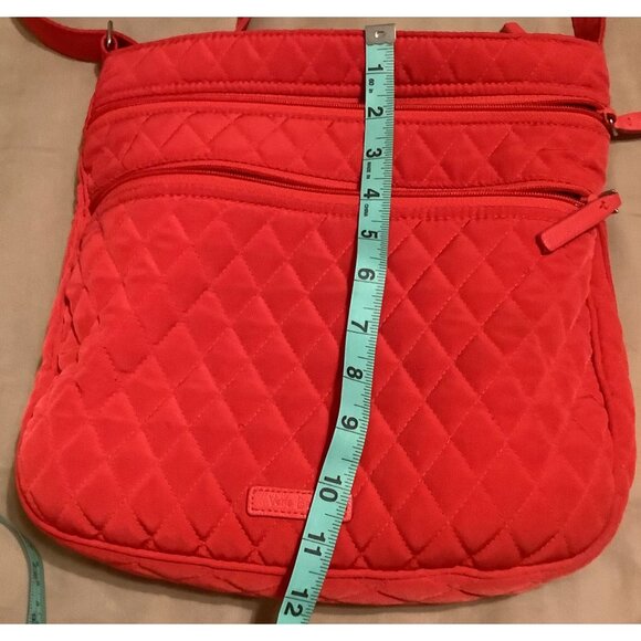 Vera Bradley Red Quilted Crossbody Bag With Adjustable Strap & Multiple Zipper P - Picture 14 of 16